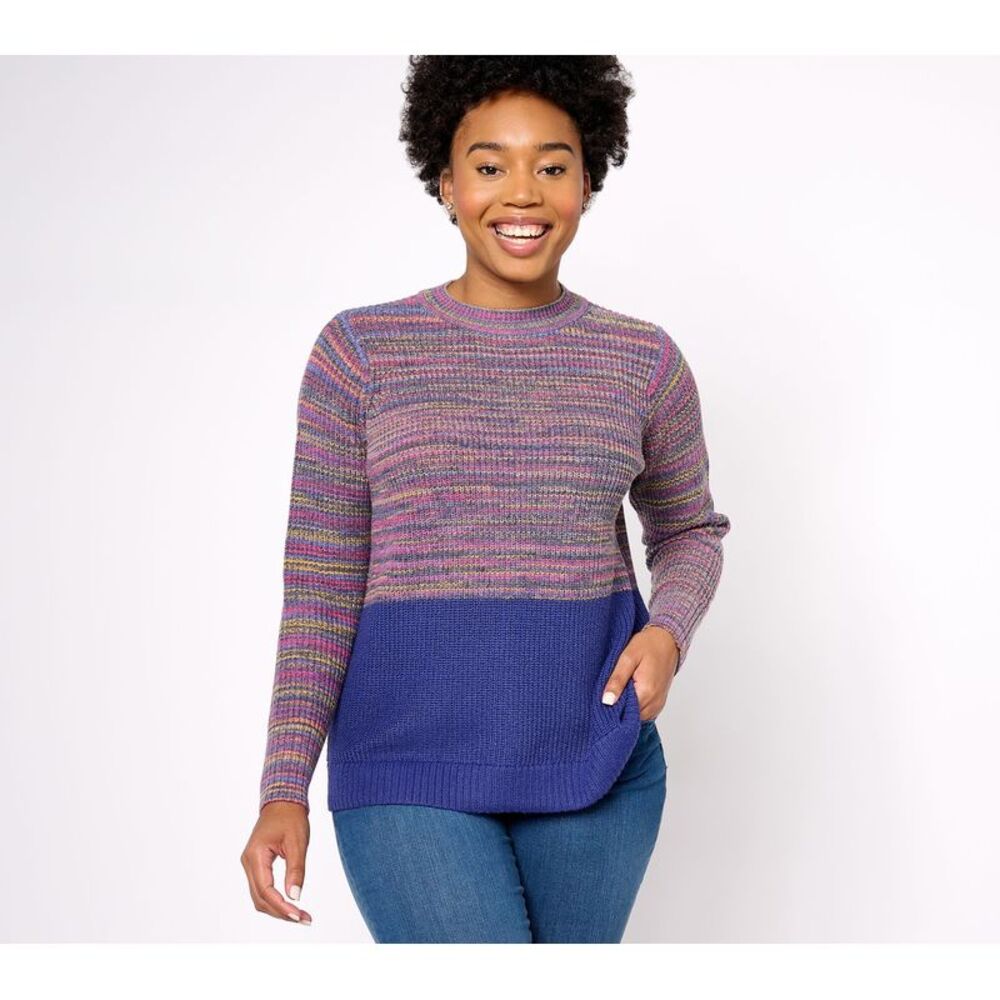 SUNNYLiFE Women's Top Sweater Sz L Mock Neck Long Sleeve Multi-colored